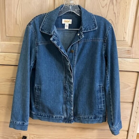 Vintage Denim Jean Jacket Bomber Jacket Boho Chic Classic Talbots - Picture 1 of 8